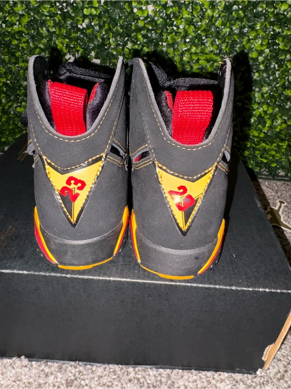 Jordan Kids Black Sneakers with Yellow & Red Accents